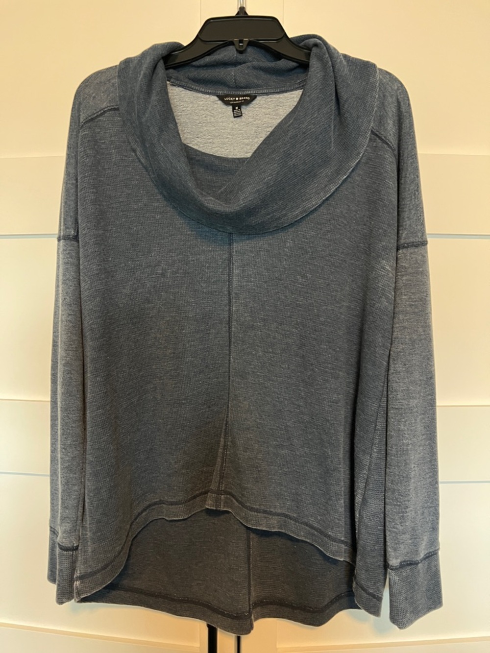 Lucky Brand Dusty Blue Cowl Neck Long Sleeve Top